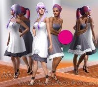 Sikea - Autumn Collection #1 - Abendkleid The GreyShade, weißer Saum mit Nadelstreifen